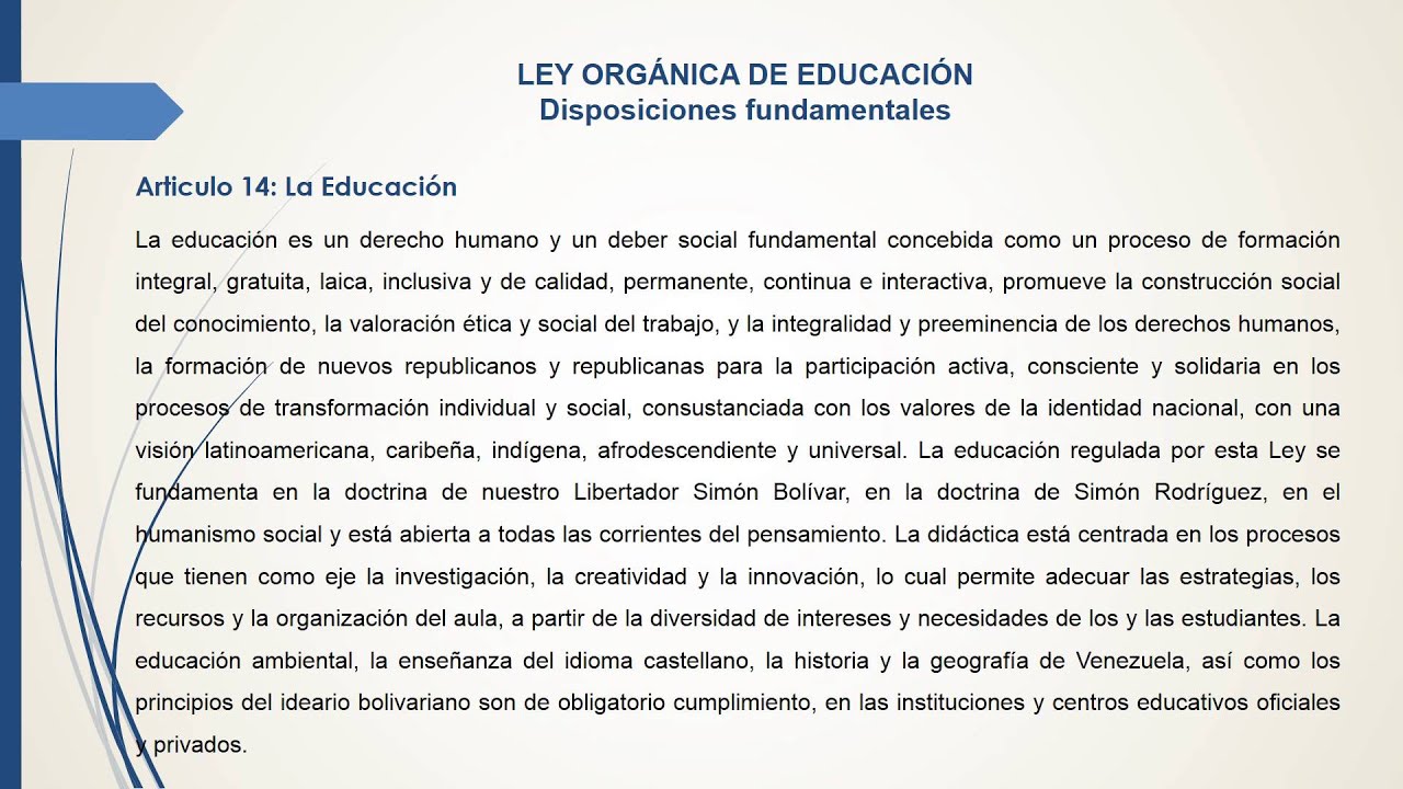 articulo 1 dela ley organica de educacion
