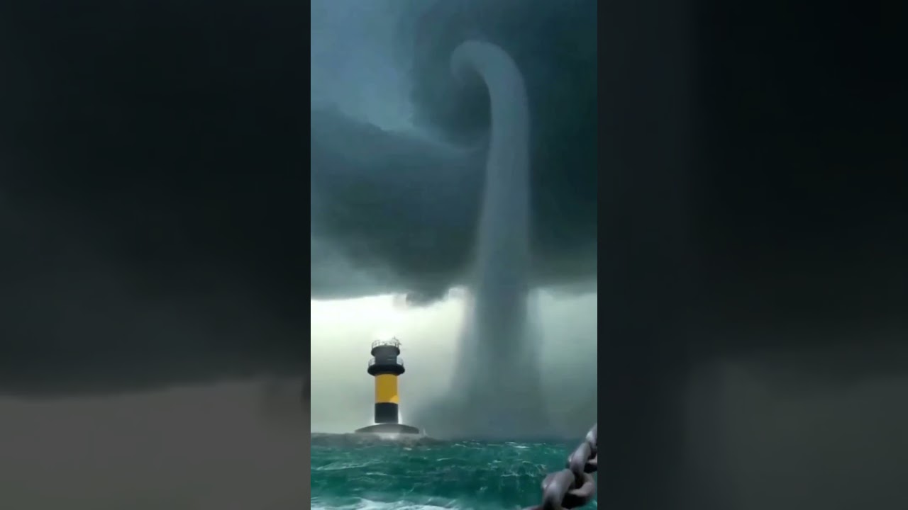 columna de agua que sube del mar en torbellino