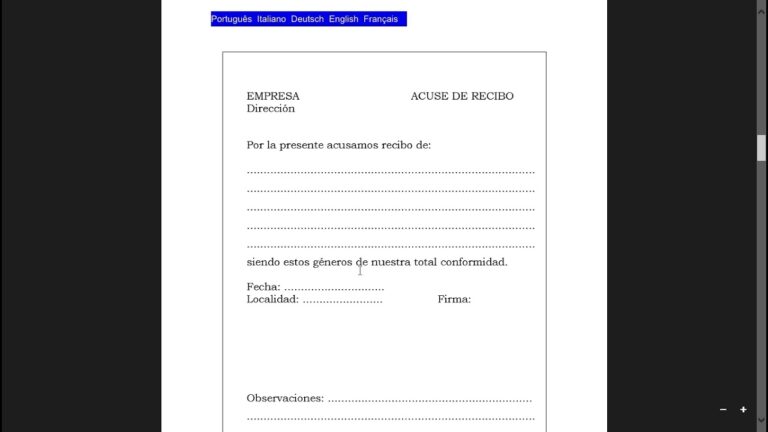 formato de acuse de recibo de material