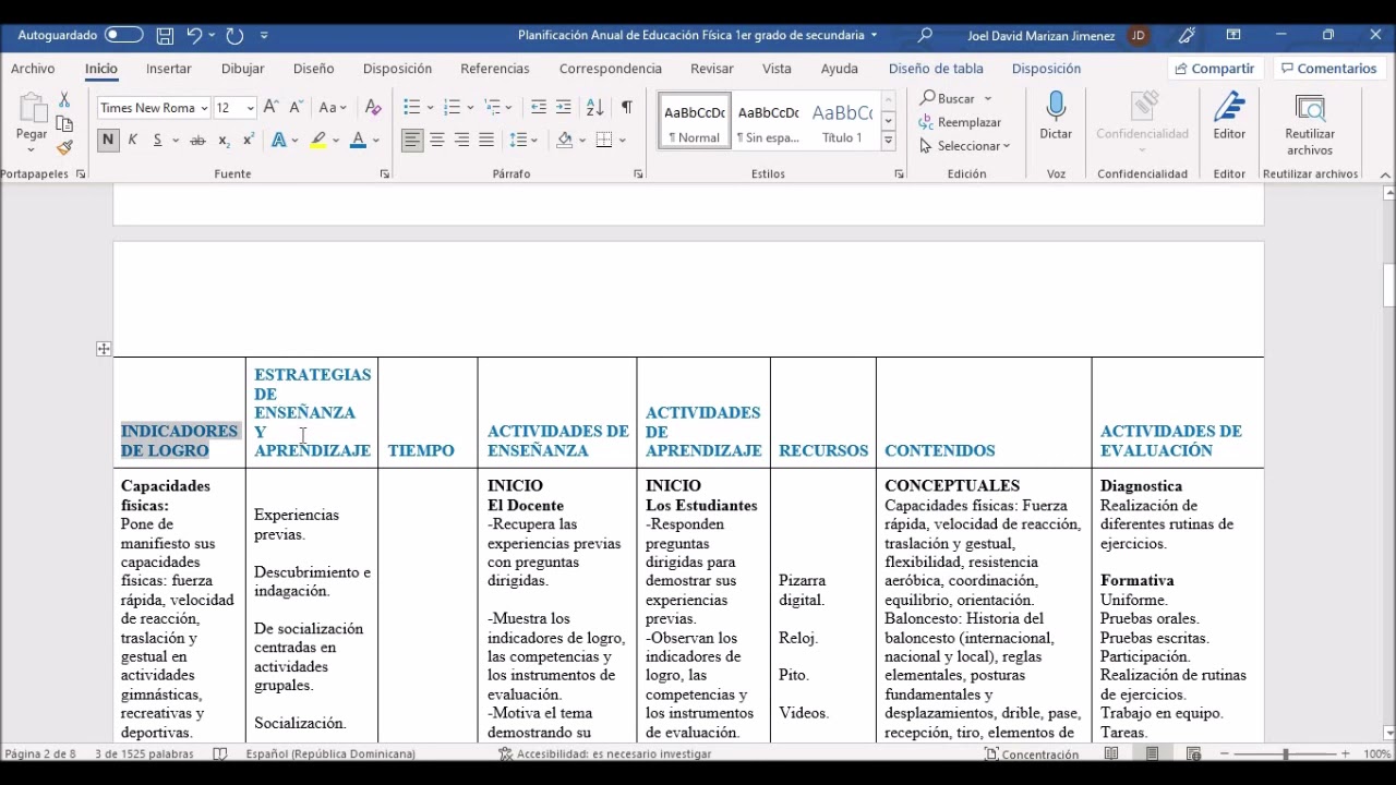 planificacion de una clase de educacion fisica para secundaria